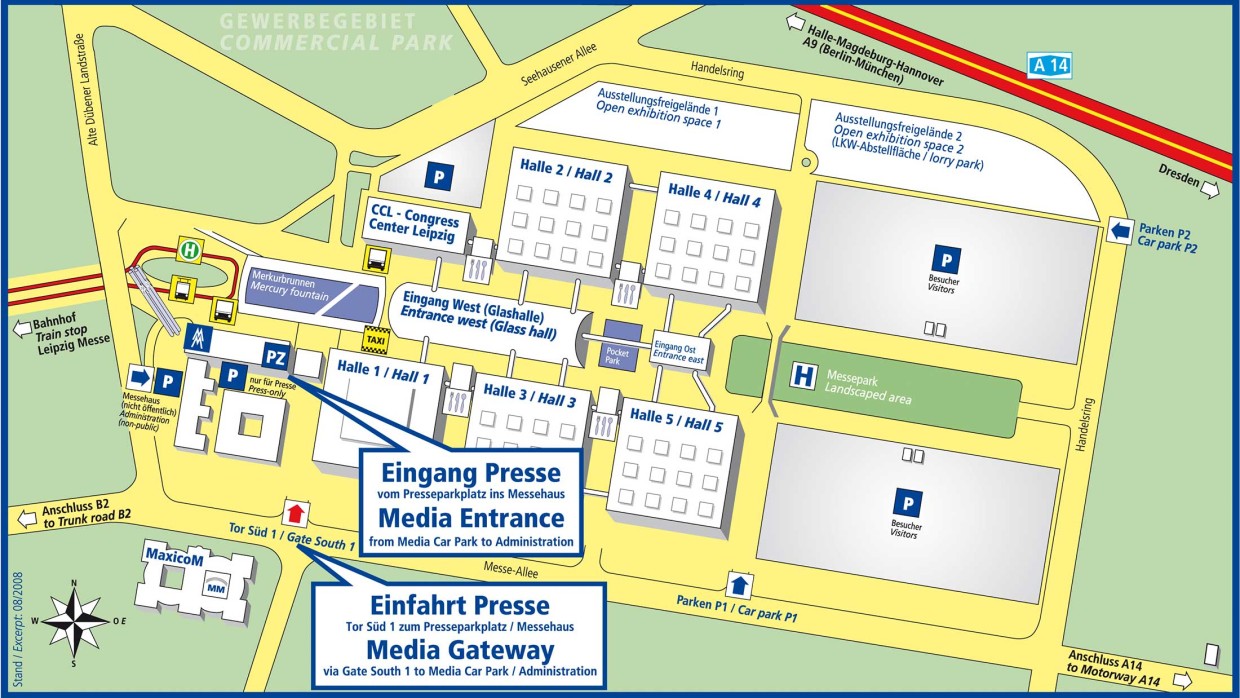 Presse: Anfahrt und Parken Leipziger Messe